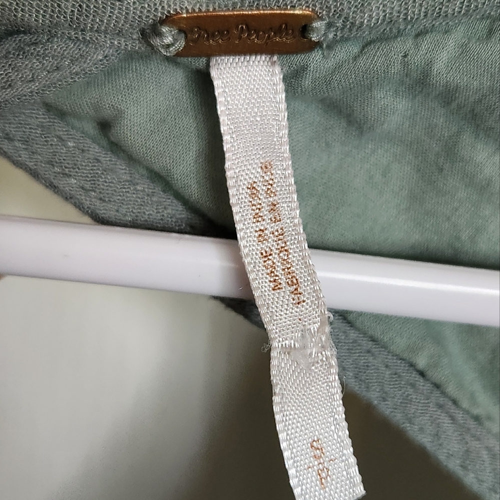 Free People Small Emmas Embroidery Sage Green Cocktail Dress Mini Long Sleeve - Picture 8 of 12